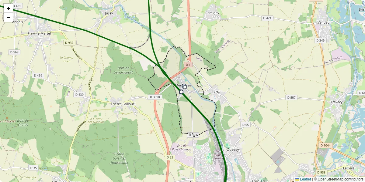 Carte du réseau de transport en commun à Mennessis - lignes de bus et arrêts