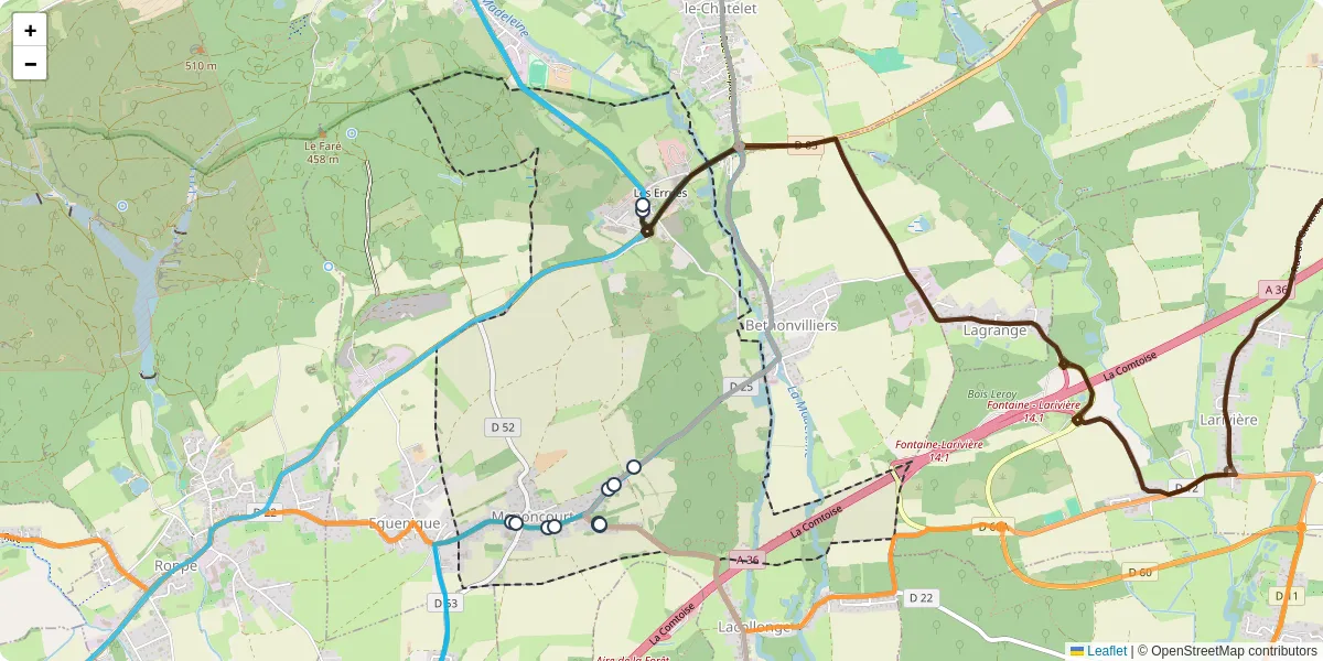 Carte du réseau de transport en commun à Menoncourt - lignes de bus et arrêts