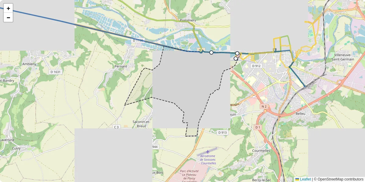 Carte du réseau de transport en commun à Mercin-et-Vaux - lignes de bus et arrêts