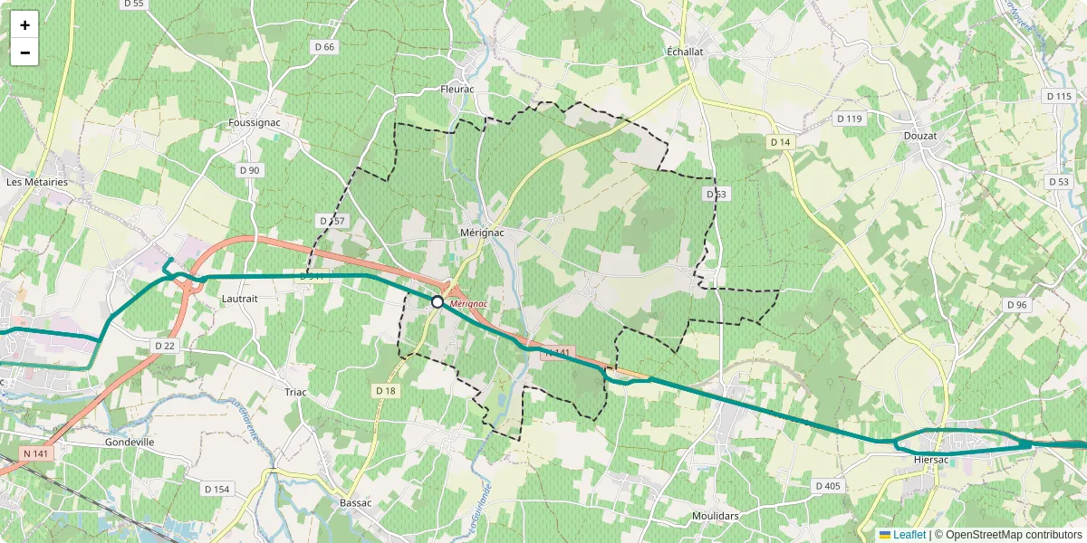 Carte du réseau de transport en commun à Mérignac - lignes de bus et arrêts