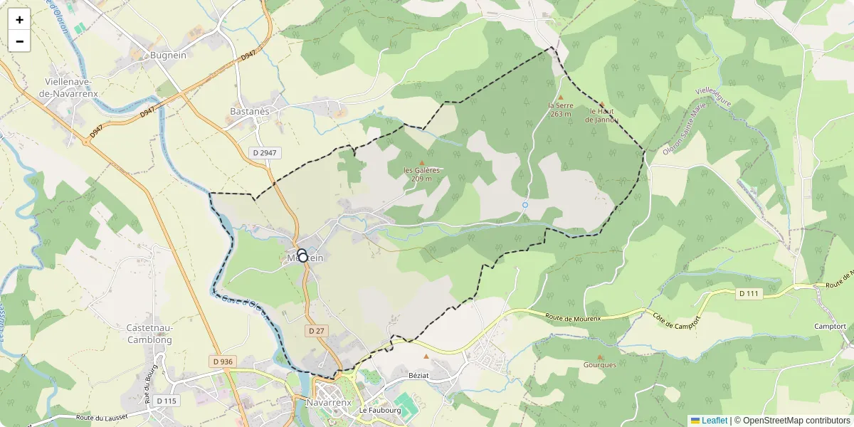 Carte du réseau de transport en commun à Méritein - lignes de bus et arrêts