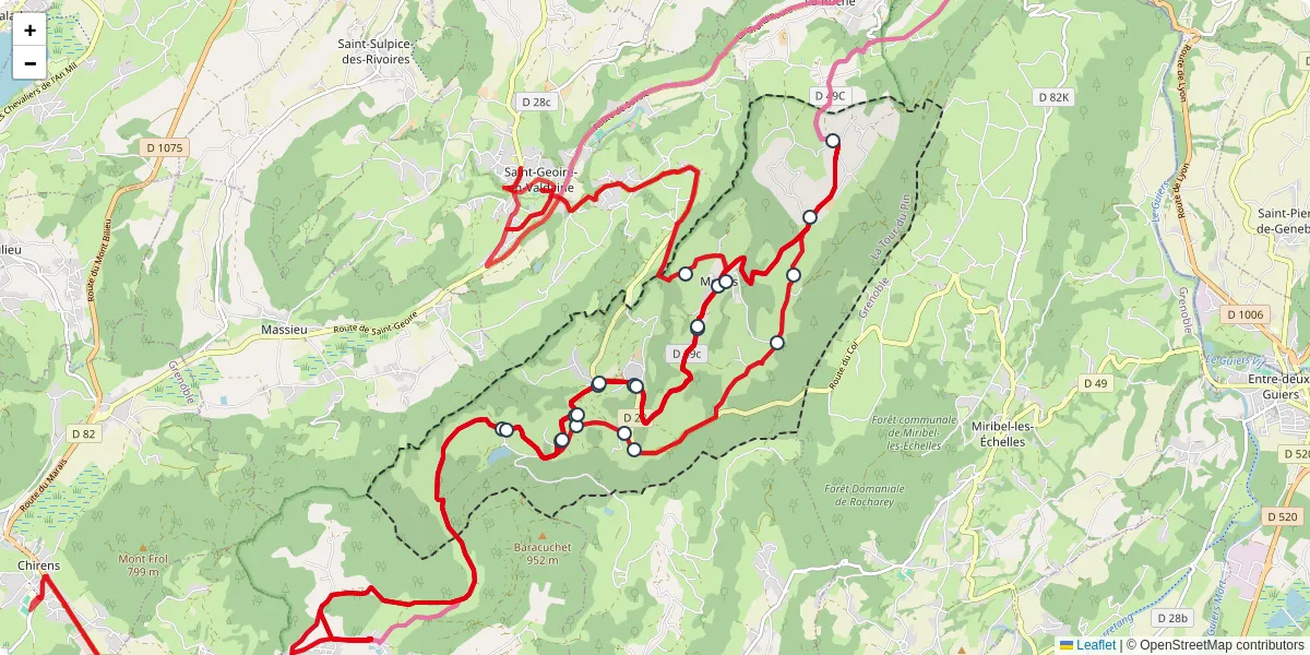 Carte du réseau de transport en commun à Merlas - lignes de bus et arrêts