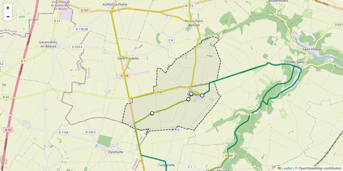 Carte du réseau de transport en commun à Mérobert - lignes de bus et arrêts