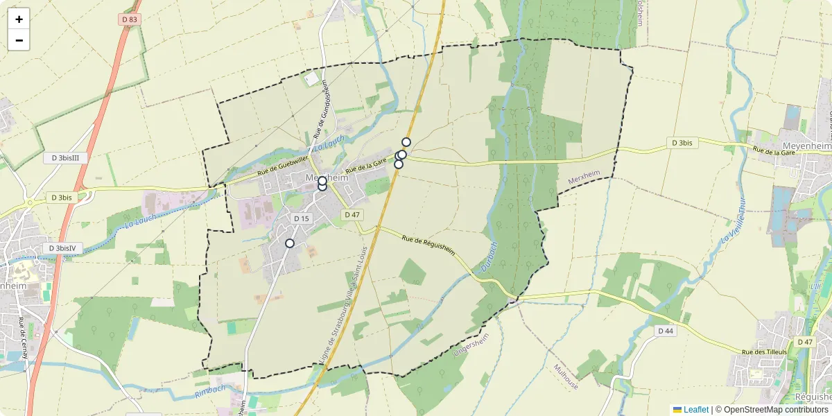 Carte du réseau de transport en commun à Merxheim - lignes de bus et arrêts