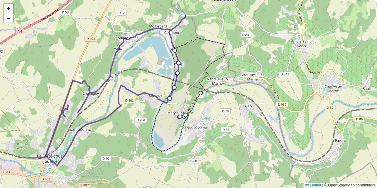Carte du réseau de transport en commun à Méry-sur-Marne - lignes de bus et arrêts