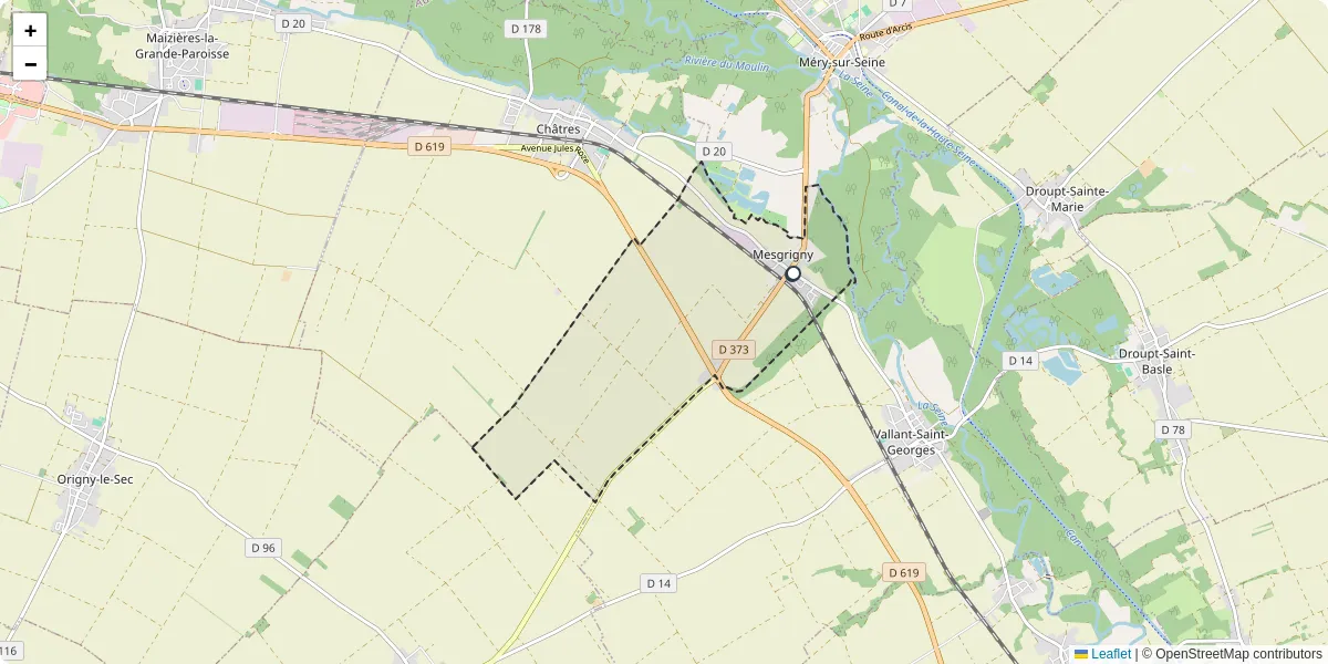 Carte du réseau de transport en commun à Mesgrigny - lignes de bus et arrêts