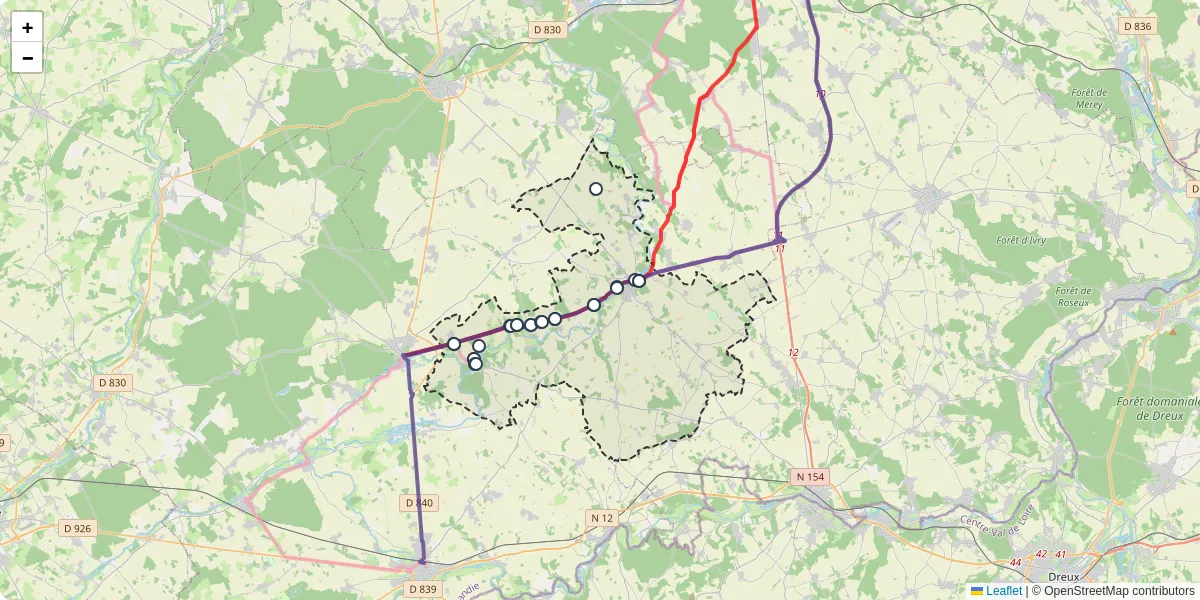 Carte du réseau de transport en commun à Mesnils-sur-Iton - lignes de bus et arrêts