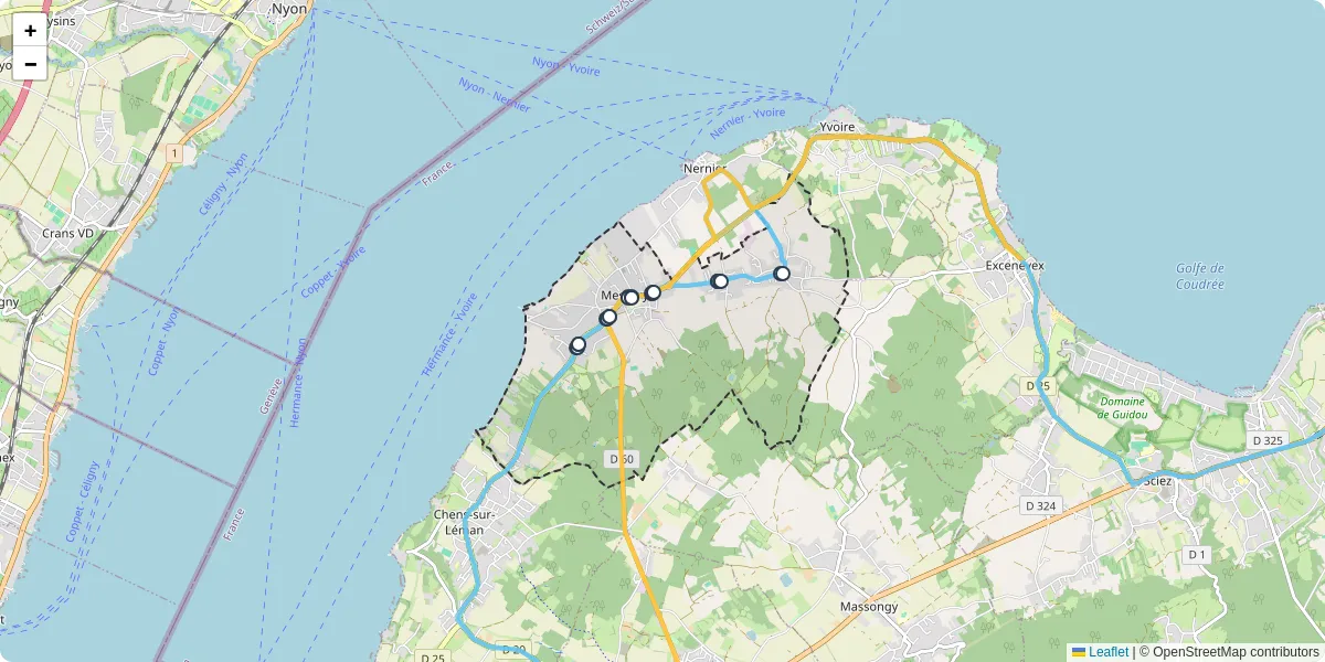 Carte du réseau de transport en commun à Messery - lignes de bus et arrêts