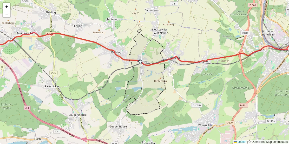 Carte du réseau de transport en commun à Metzing - lignes de bus et arrêts