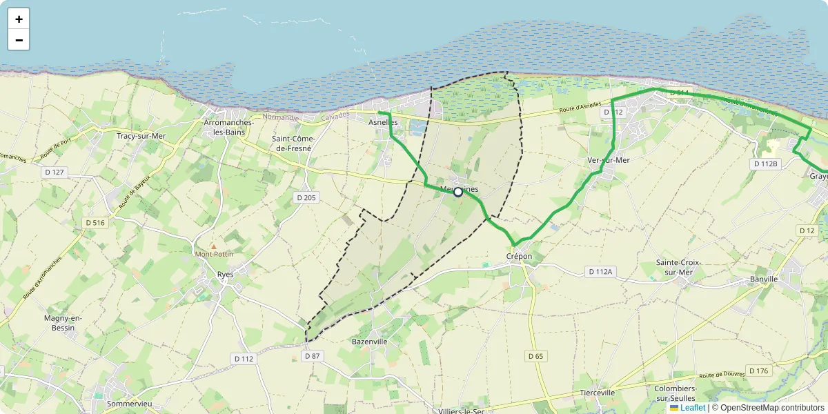 Carte du réseau de transport en commun à Meuvaines - lignes de bus et arrêts