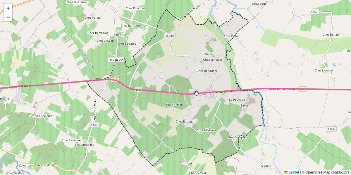 Carte du réseau de transport en commun à Meux - lignes de bus et arrêts