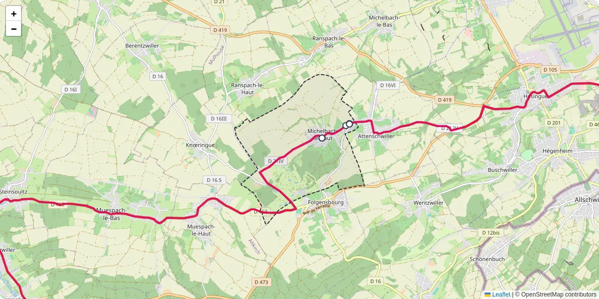 Carte du réseau de transport en commun à Michelbach-le-Haut - lignes de bus et arrêts