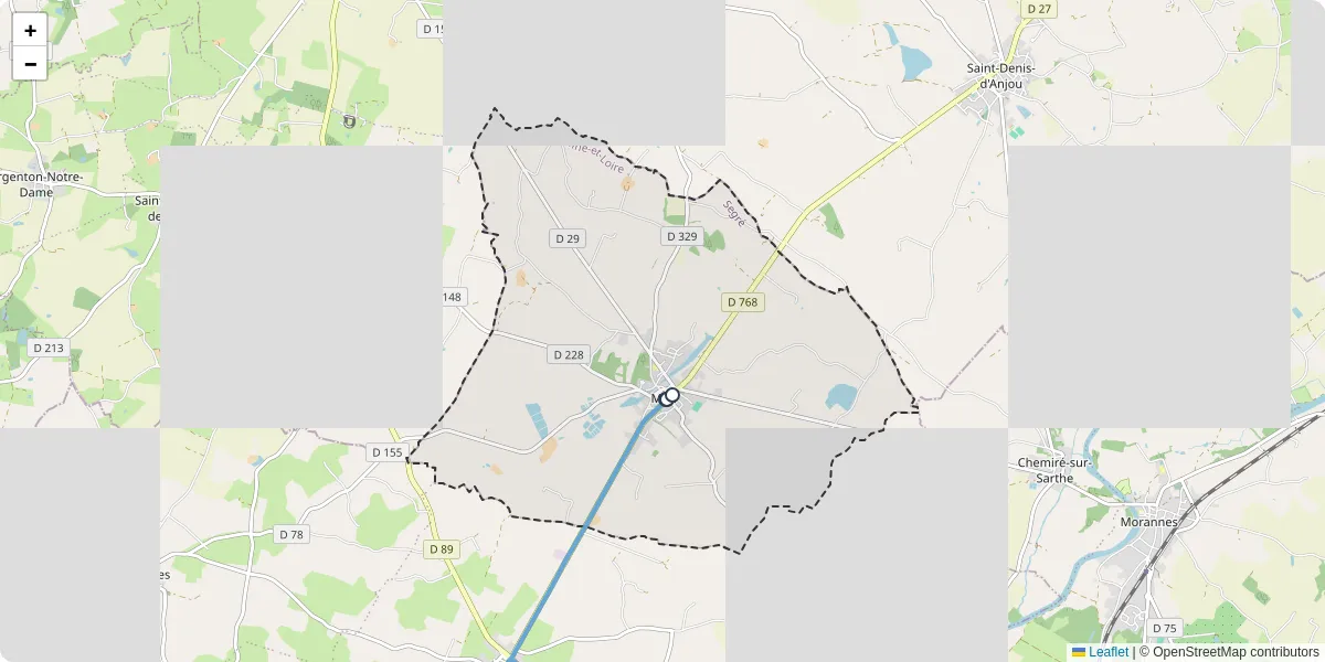 Carte du réseau de transport en commun à Miré - lignes de bus et arrêts