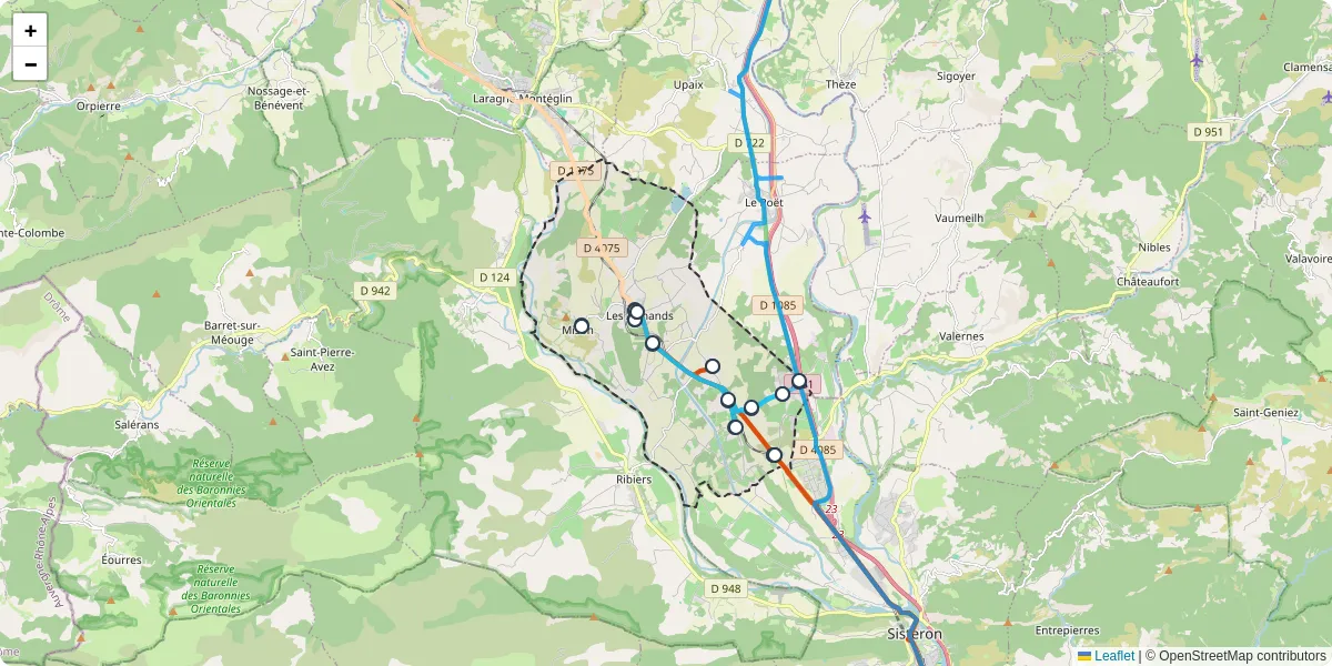 Carte du réseau de transport en commun à Mison - lignes de bus et arrêts
