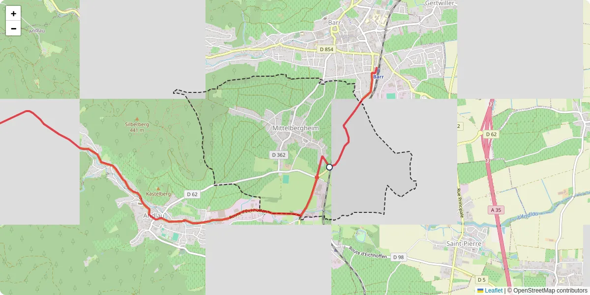Carte du réseau de transport en commun à Mittelbergheim - lignes de bus et arrêts