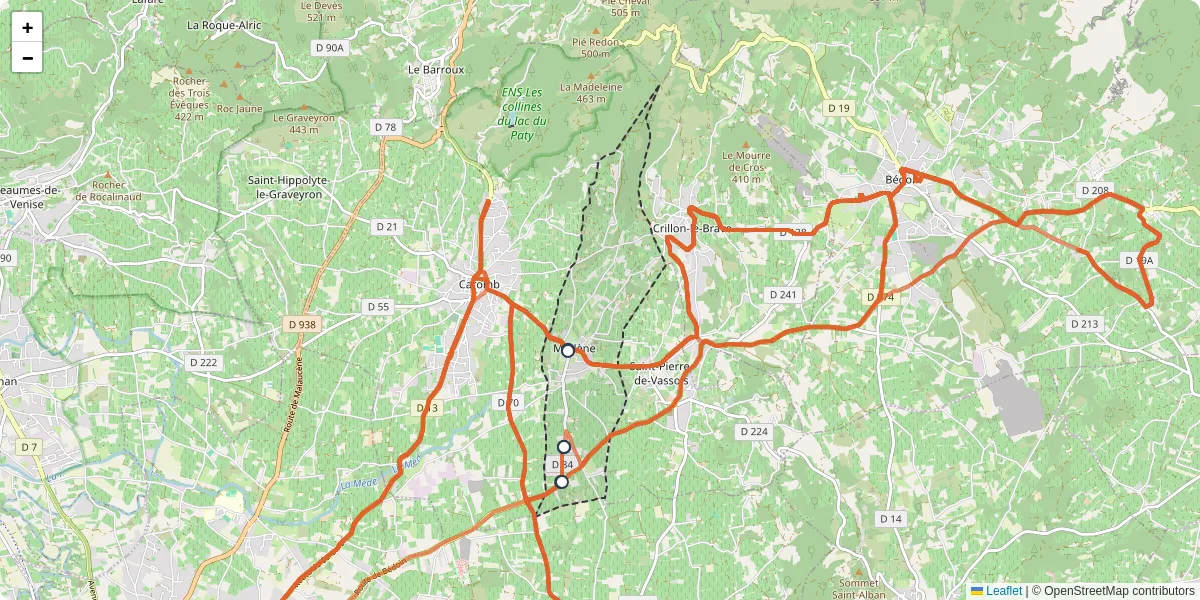 Carte du réseau de transport en commun à Modène - lignes de bus et arrêts