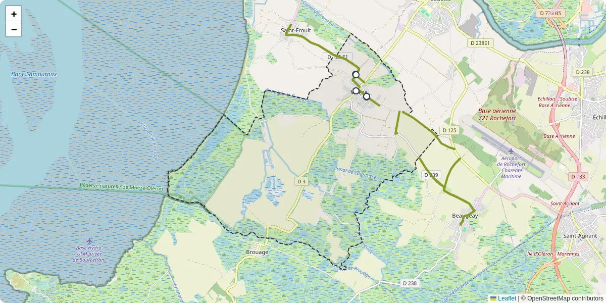 Carte du réseau de transport en commun à Moëze - lignes de bus et arrêts