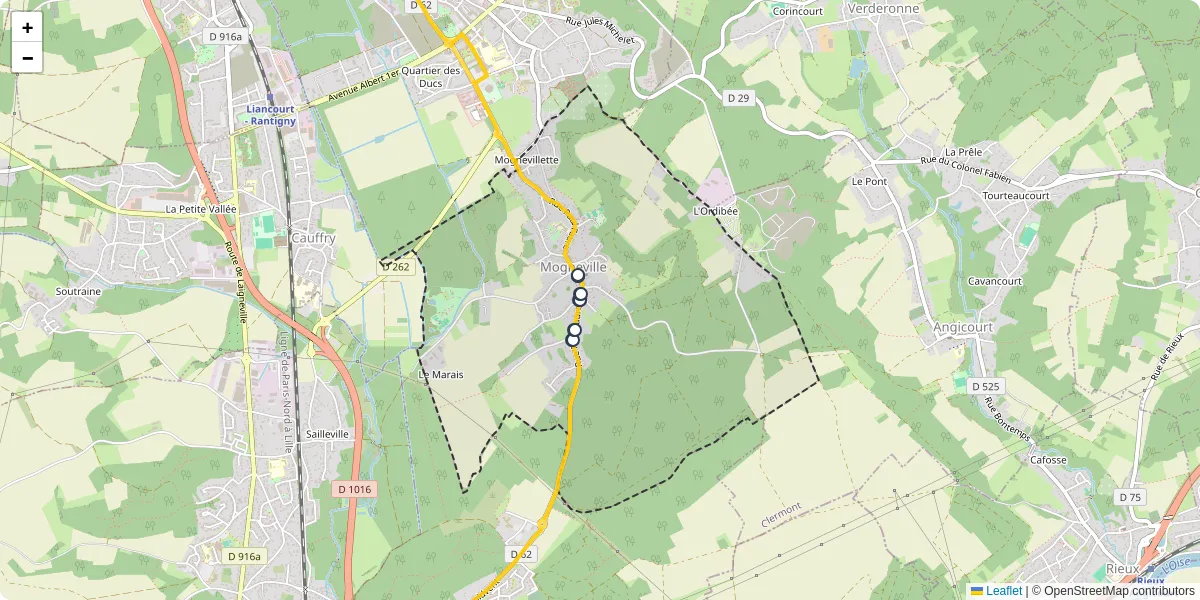 Carte du réseau de transport en commun à Mogneville - lignes de bus et arrêts