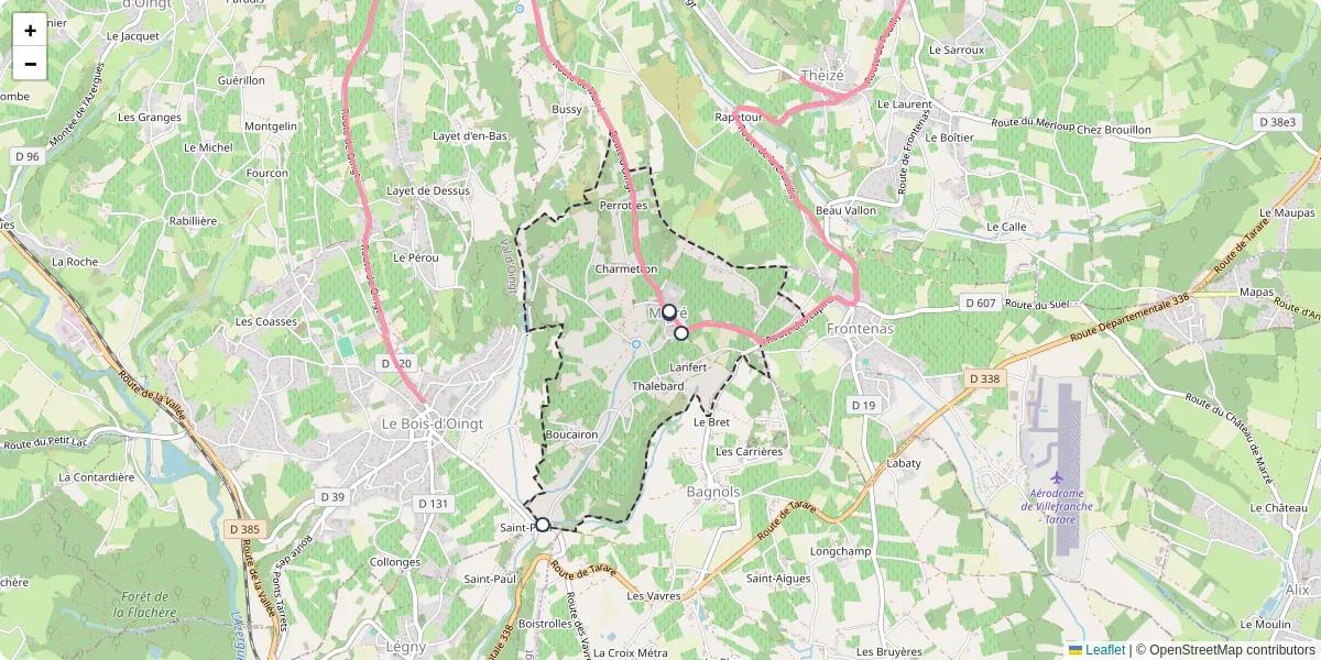 Carte du réseau de transport en commun à Moiré - lignes de bus et arrêts