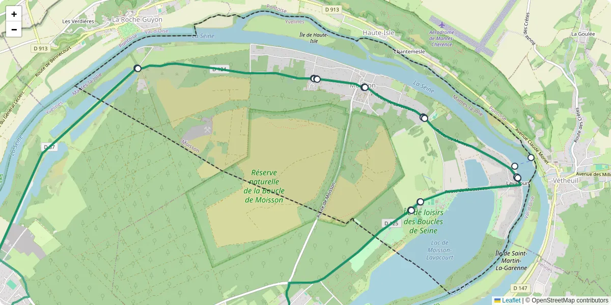 Carte du réseau de transport en commun à Moisson - lignes de bus et arrêts