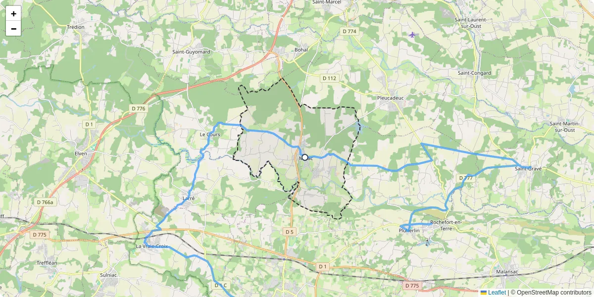 Carte du réseau de transport en commun à Molac - lignes de bus et arrêts