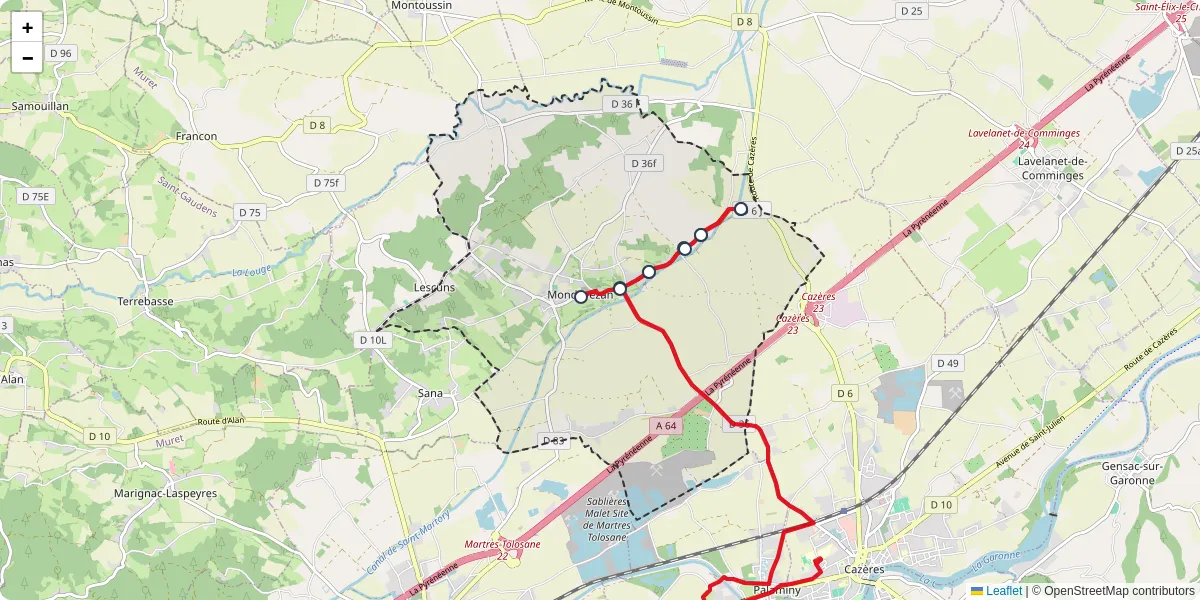Carte du réseau de transport en commun à Mondavezan - lignes de bus et arrêts