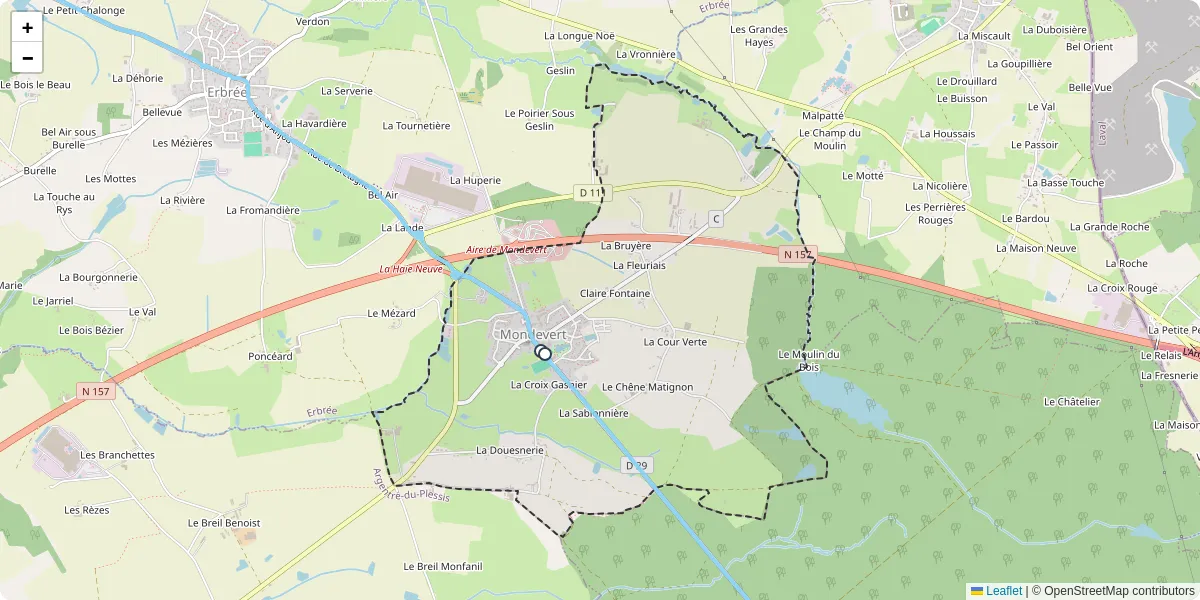 Carte du réseau de transport en commun à Mondevert - lignes de bus et arrêts