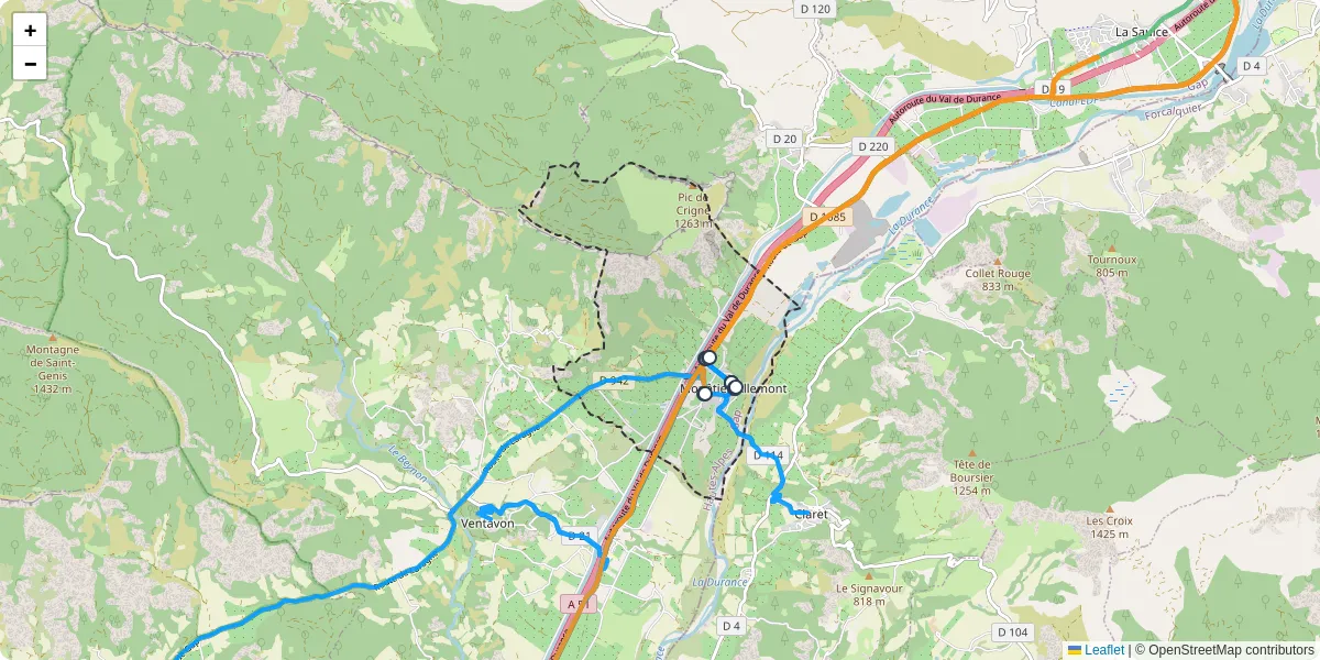 Carte du réseau de transport en commun à Monêtier-Allemont - lignes de bus et arrêts