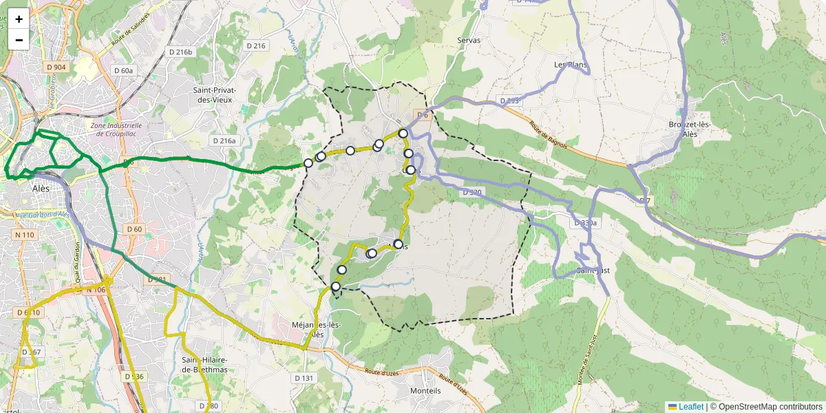 Carte du réseau de transport en commun à Mons - lignes de bus et arrêts