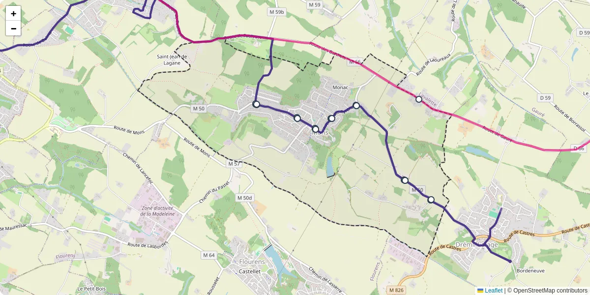 Carte du réseau de transport en commun à Mons - lignes de bus et arrêts