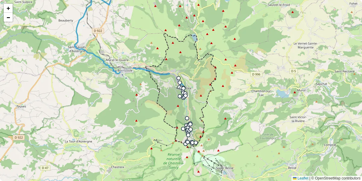 Carte du réseau de transport en commun à Mont-Dore - lignes de bus et arrêts