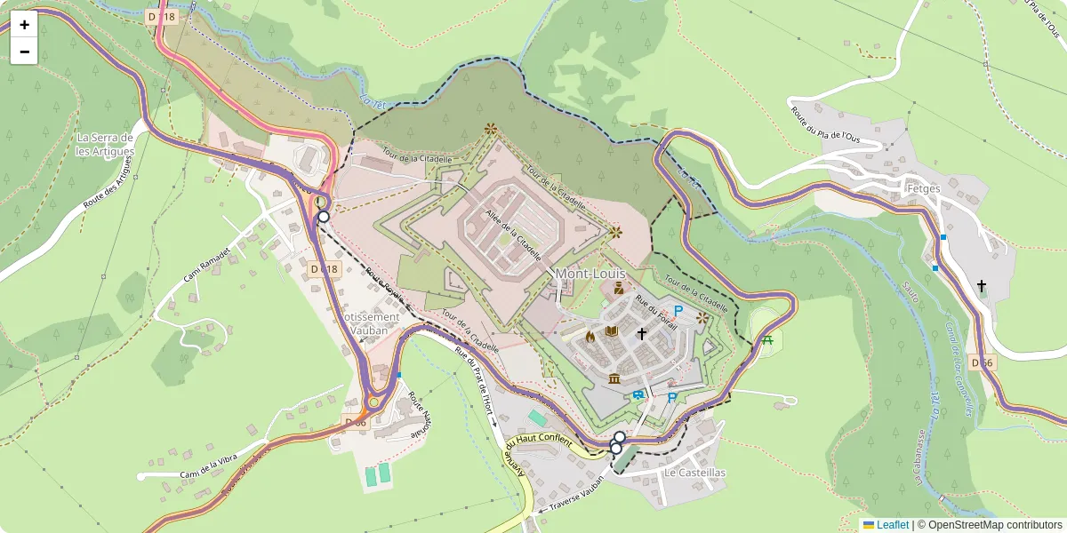 Carte du réseau de transport en commun à Mont-Louis - lignes de bus et arrêts