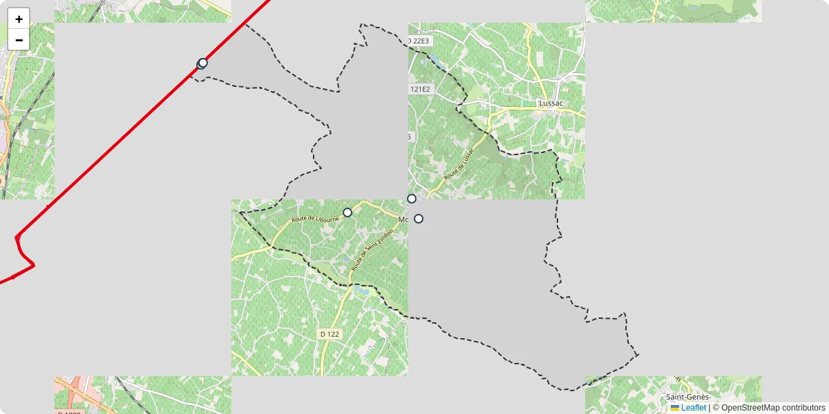 Carte du réseau de transport en commun à Montagne - lignes de bus et arrêts
