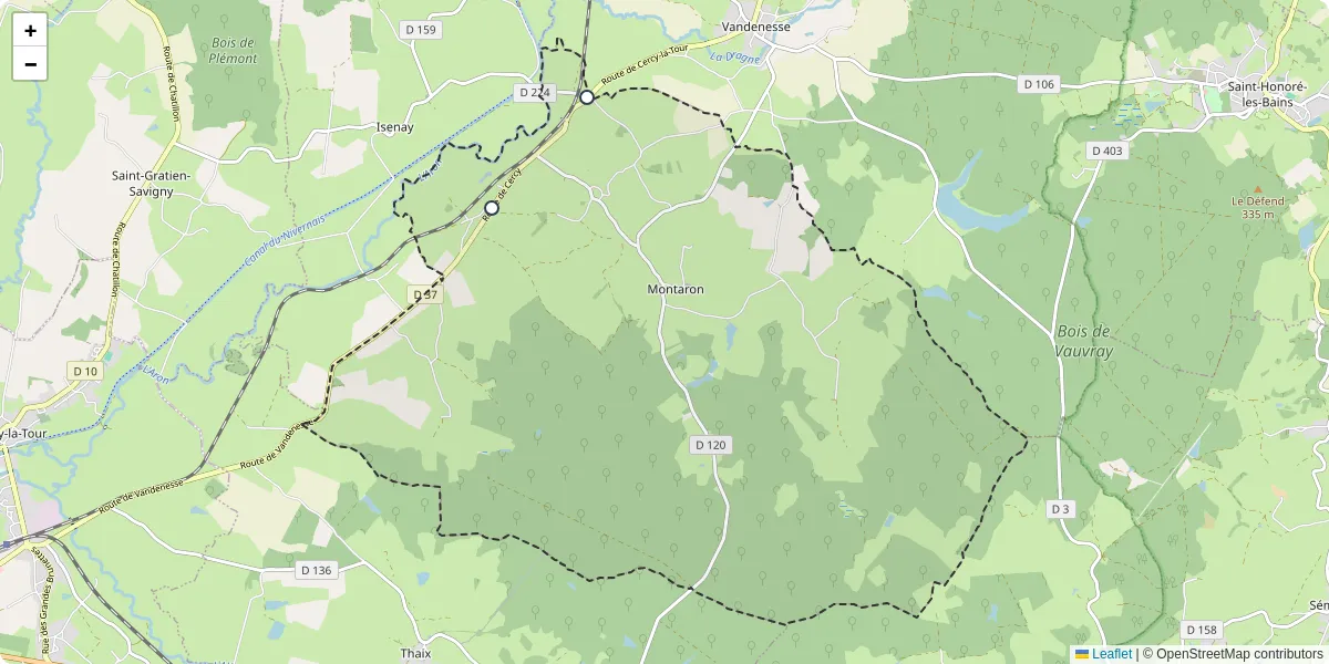 Carte du réseau de transport en commun à Montaron - lignes de bus et arrêts