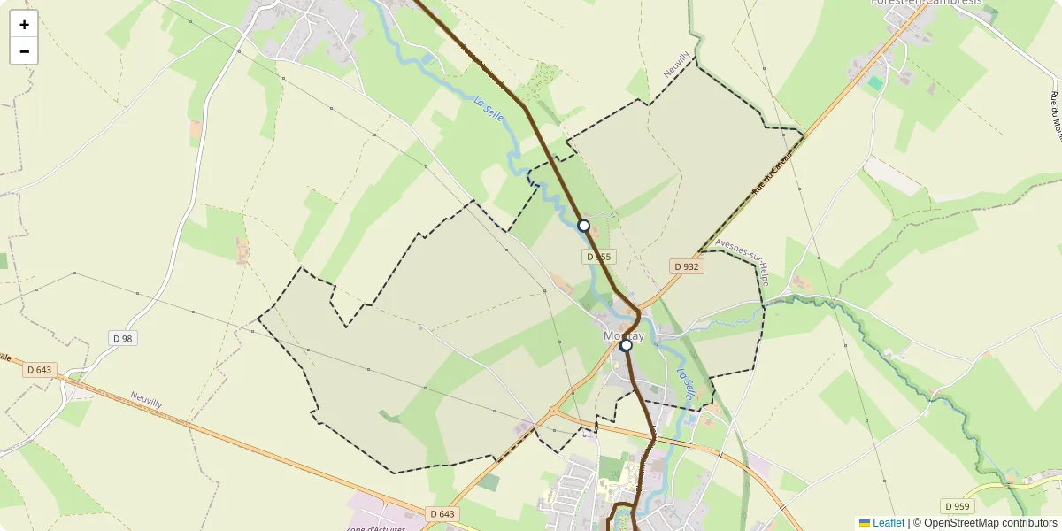 Carte du réseau de transport en commun à Montay - lignes de bus et arrêts
