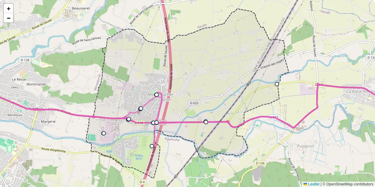 Carte du réseau de transport en commun à Montboucher-sur-Jabron - lignes de bus et arrêts