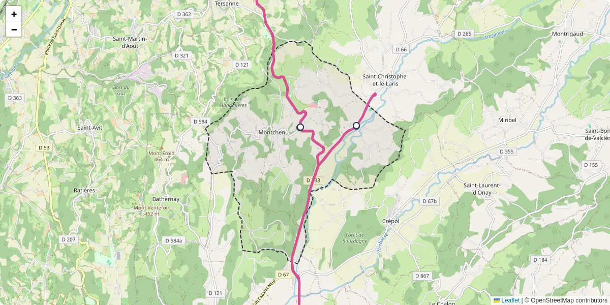 Carte du réseau de transport en commun à Montchenu - lignes de bus et arrêts
