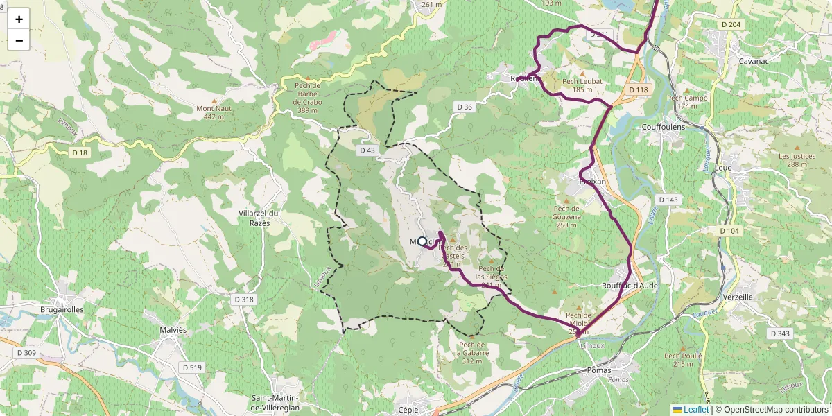 Carte du réseau de transport en commun à Montclar - lignes de bus et arrêts