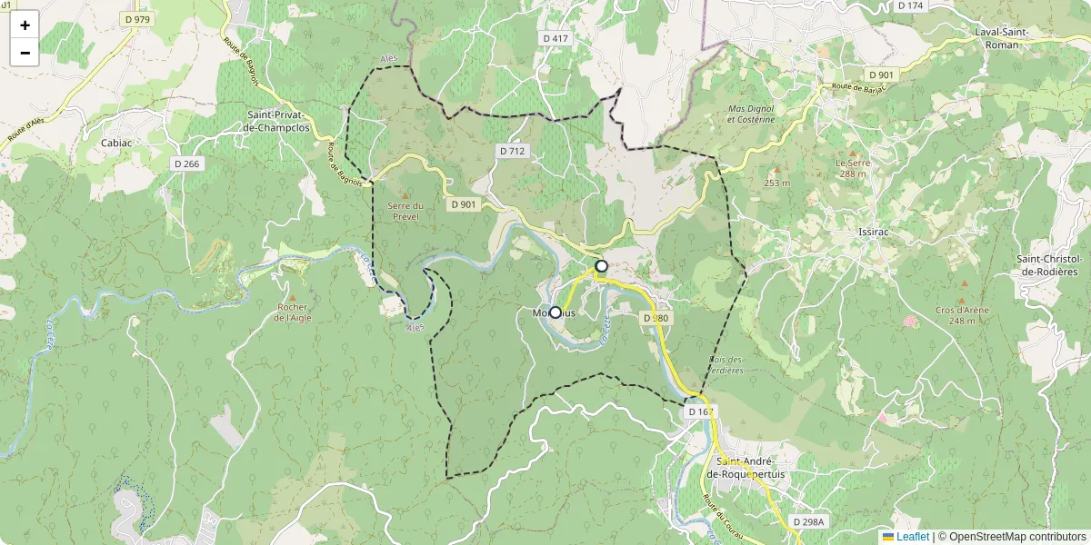 Carte du réseau de transport en commun à Montclus - lignes de bus et arrêts