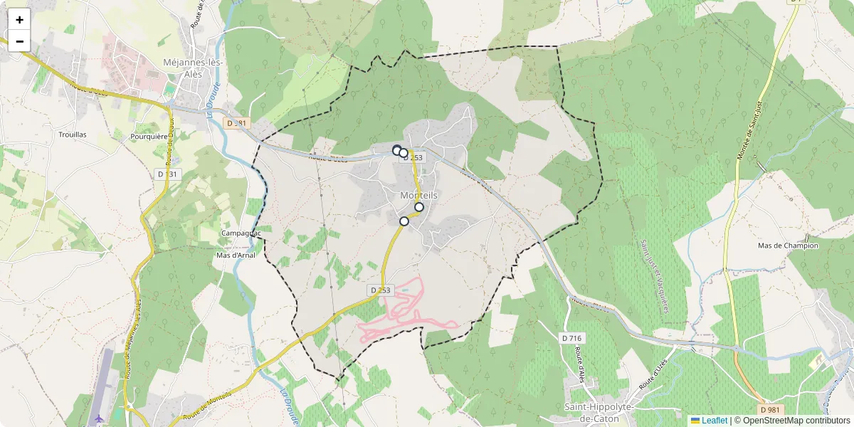 Carte du réseau de transport en commun à Monteils - lignes de bus et arrêts