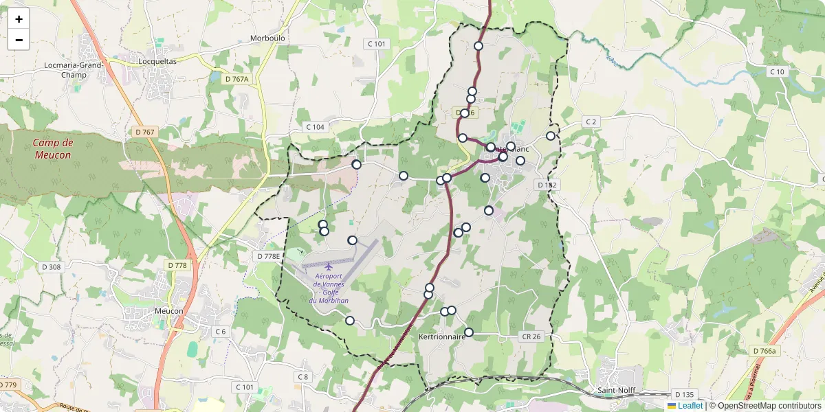 Carte du réseau de transport en commun à Monterblanc - lignes de bus et arrêts