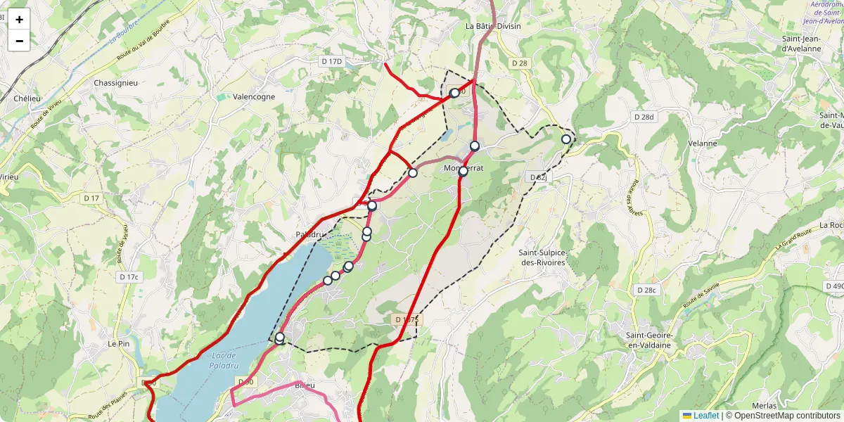 Carte du réseau de transport en commun à Montferrat - lignes de bus et arrêts