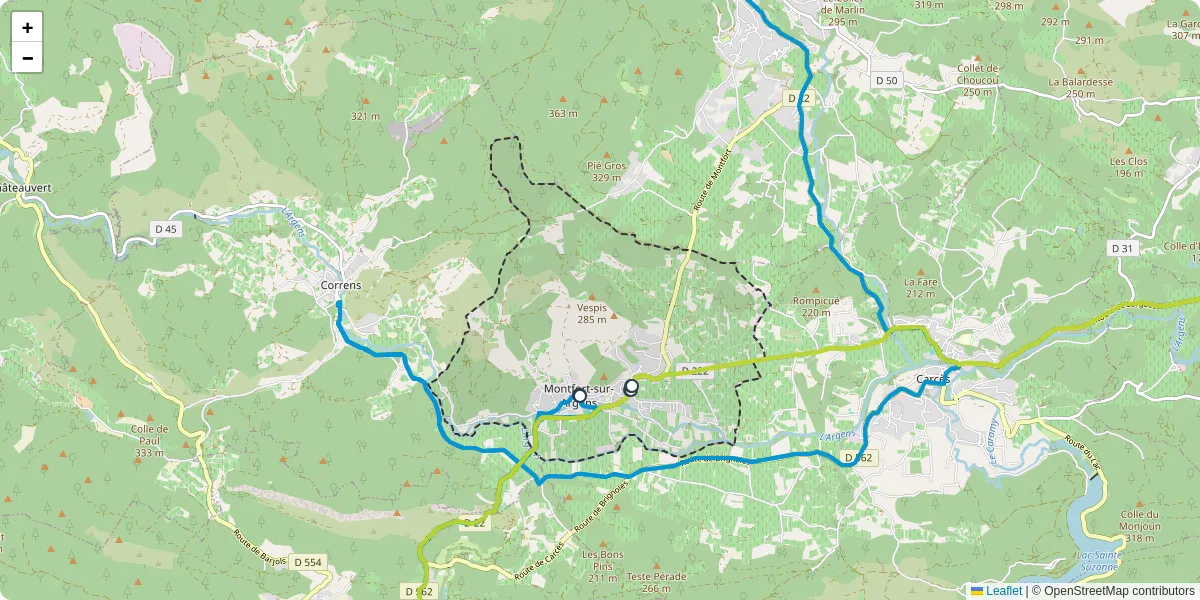 Carte du réseau de transport en commun à Montfort-sur-Argens - lignes de bus et arrêts