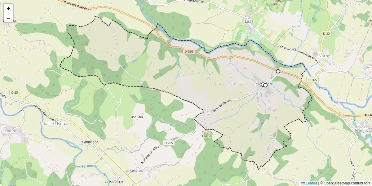 Carte du réseau de transport en commun à Montfort - lignes de bus et arrêts