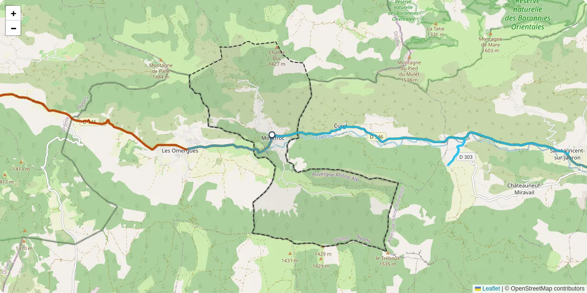 Carte du réseau de transport en commun à Montfroc - lignes de bus et arrêts