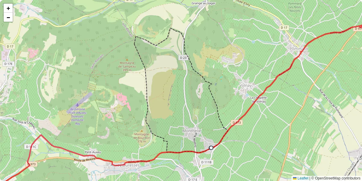 Carte du réseau de transport en commun à Monthelie - lignes de bus et arrêts
