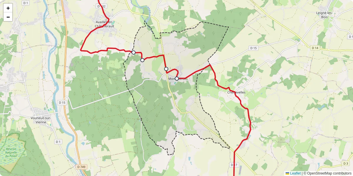 Carte du réseau de transport en commun à Monthoiron - lignes de bus et arrêts