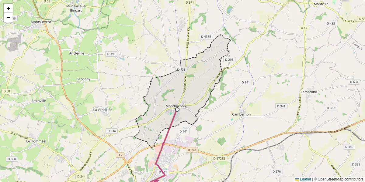 Carte du réseau de transport en commun à Monthuchon - lignes de bus et arrêts