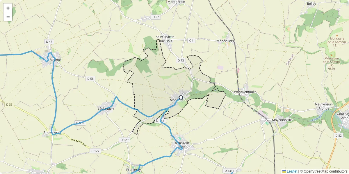 Carte du réseau de transport en commun à Montiers - lignes de bus et arrêts