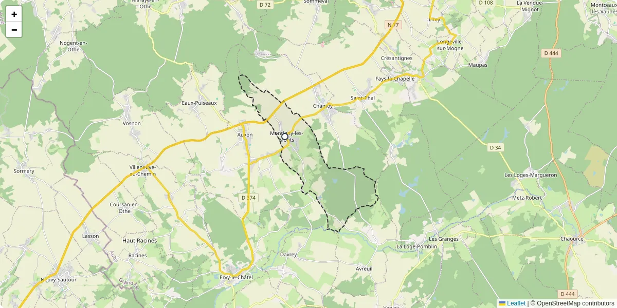 Carte du réseau de transport en commun à Montigny-les-Monts - lignes de bus et arrêts